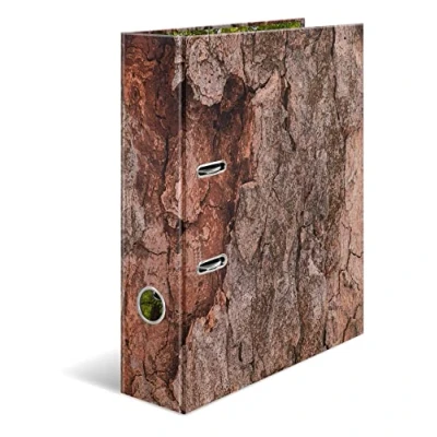 Image of HERMA 19653 Folder A4 Natural Wood, 7 cm Wide, Cardboard with Inner Print for School and Office, Sturdy Children&#039;s Ring Binder Made of Boys Girls