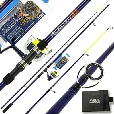 Image of Angling Pursuits NEW AP FISHING BEACH CASTER ROD + REEL SEA COMBO 12FT 2PC ACCESSORY SET