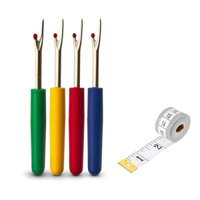 Image of 4 Pieces Seam Rippers Sewing Stitch Thread Unpicker for Quick Unpick and 1 Dual Sided Durable Measuring Tape Body