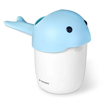 Image of Navaris Baby Hair Rinser Cute Animal Jug for Bath with 3 Different Pour Spouts Helps Keep Water and Shampoo Out of Baby&#039;s Face Eyes Blue