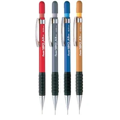 Image of Pentel Assorted Size Pack 120 DX Automatic Mechanical Pencil Refillable Lead Capped Metal Clip Rubber Grip (1 Of Each 4 Pens 0.3mm, 0.5mm, 0.7mm, 0.9mm)