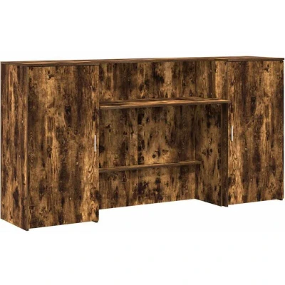 Image of vidaXL Reception Desk Smoked Oak 200x50x103.5 cm Engineered Wood