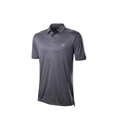 Image of WILSON STAFF Men&#039;s Golf Polo Shirt, STRIPE POLO, Polyester, Blue, Size L, WGA700731LG