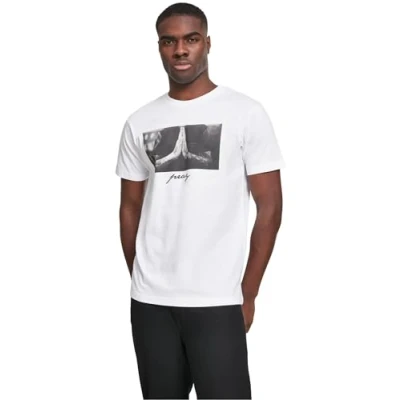 Image of Mister Tee PRAY Print Tshirt, Men&#039;s, Size: 3XL, White