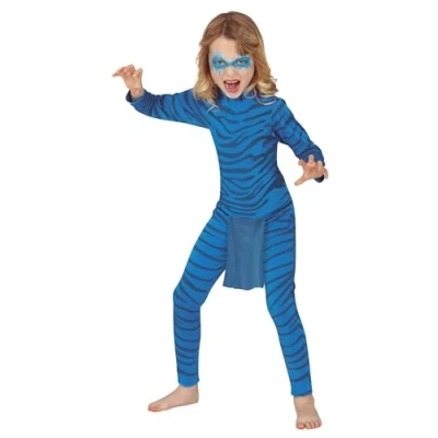 Image of FIESTAS GUIRCA Blue Feline Cat Fancy Dress Costume Child Age 10 12 Years