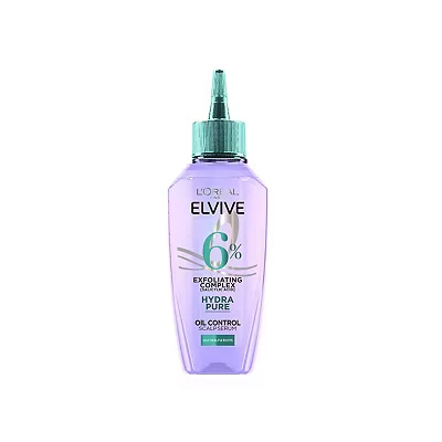 Image of L’Oréal Paris Elvive Hydra Pure Exfoliating Pre Shampoo Scalp Serum for Oily &amp; Roots, with Salicylic Acid, Gently Cleansed of Excess Oil, Grease, Product Build up And Impurities, 102ml