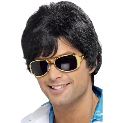 Image of Smiffys 70s Shag Wig, Black Short, Flicked with Fringe, 1970&#039;s Disco Fancy Dress, 1970s Dress Up Wigs
