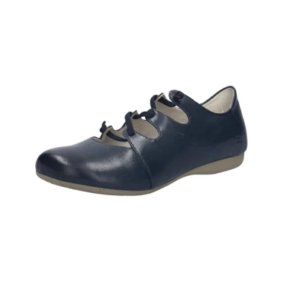 Image of Josef Seibel Women Strappy Ballet Flats Fiona 04, Ladies Flats,Width G (Regular),Elastic Band,Fashionable,Flats,Blue (Ocean),43 EU / 9 UK