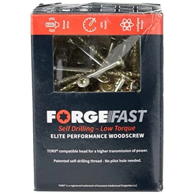 Image of ForgeFast Elite Low Torque Woodscrews 5.0 x 70mm Zinc Yellow Passivated Box 100