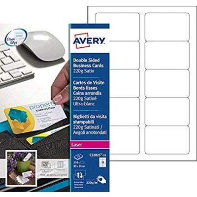 Image of Avery Rounded Laser Business Card White (Pack of 25)
