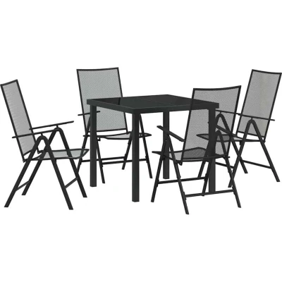 Image of vidaXL 5 Piece Garden Dining Set in Anthracite Steel