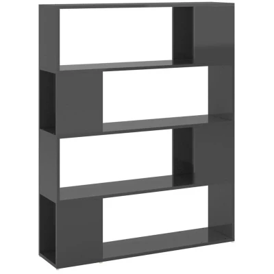 Image of vidaXL Book Cabinet Room Divider High Gloss Grey 100x24x124 cm