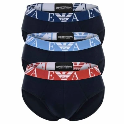 Image of Emporio Armani Brief 3 PACK Briefs, Men&#039;s, Size: Small, Marine