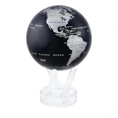 Image of MOVA Globe Black and Silver 4.5&quot; with Base, Solar Powered Rotating No Need of Battery or Chord, Unique Gift Decoration