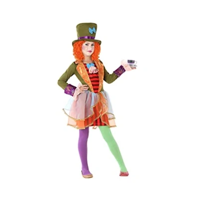 Image of Atosa 61295 Costume Mad Hatter Woman Multicolor Alice in Wonderland, Girl, 3 4 Years