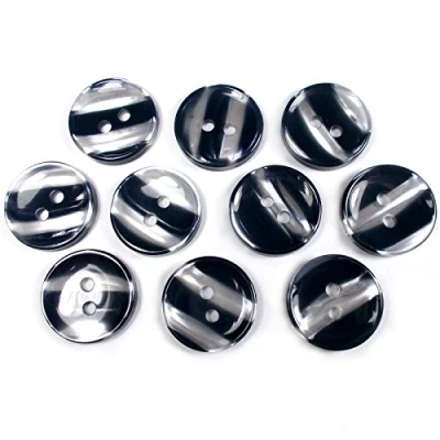 Image of Marble Stripe Humbug Candy Look Round Buttons Pack of 10 (15mm, Blue Black)