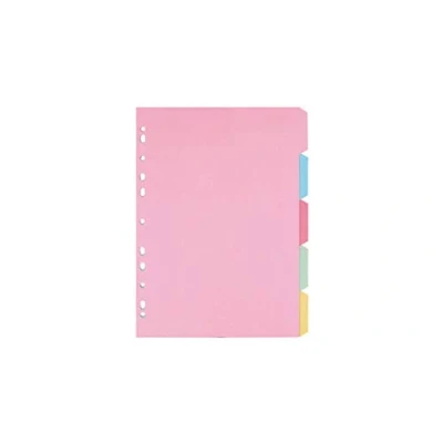 Image of indigo® Dividers A5 Assorted Multipunched Perforated Card Manilla Blank (5 Part, Pack of 5)