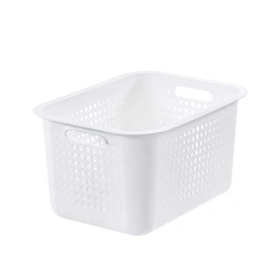 Image of SmartStore 13L Recycled Plastic Storage basket with handles White Sustainable, Stackable and Nestable 10 Year Guarantee Medium L37 x W28 H20 cm