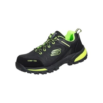 Image of Skechers Men&#039;s Galton Pending Construction Boot, Black/Lime, 10 UK