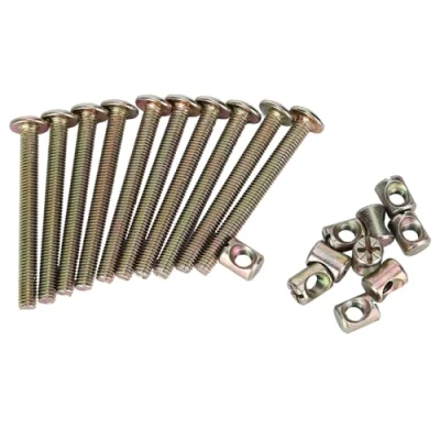Image of 10pcs M6 Carbon Steel Screw Bolts With Barrel Nuts Dowel Nut Furniture Connector Fastener(60mm)