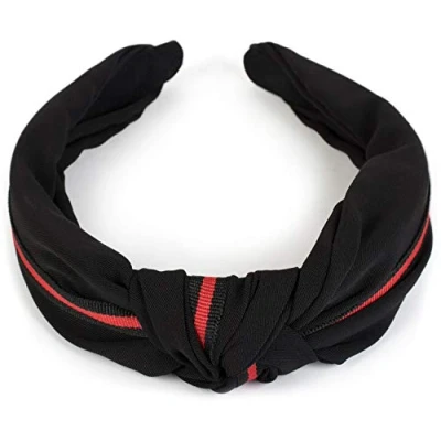 Image of styleBREAKER women hairband with knots and decorative stripes, retro style, hairband, headband, 04026018, color:Black