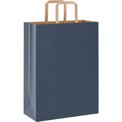 Image of vidaXL Paper Bags 50 pcs with Handles Blue 26x12x35 cm