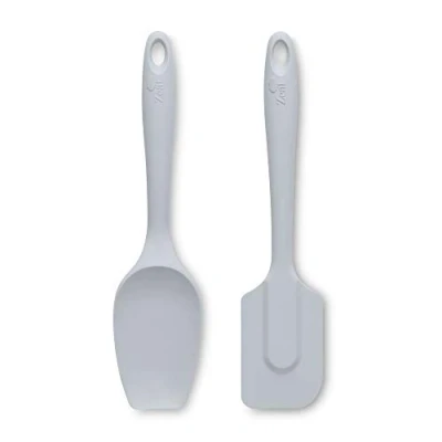 Image of Zeal JSET10S Non Stick Silicone Spatula Spoon 2 Piece Set French Grey