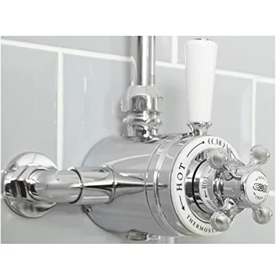Image of Milano Elizabeth Traditional Dual Exposed Thermostatic Mixer Shower Valve Chrome White