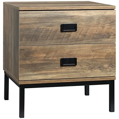 Image of HOMCOM Retro Bedside Table, End Side Table with 2 Drawers, Metal Frame for Bedroom, Living Room, Coffee