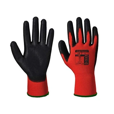 Image of Portwest Red PU Glove, Size: L, Colour: Red/Black, A641R8RL