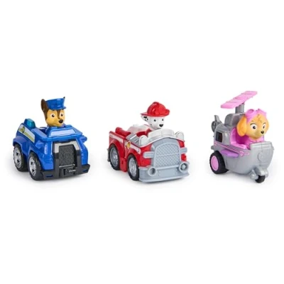 Image of Paw Patrol: Deluxe Rescue Racers Triple Pack, Chase, Marshal and Skye Toy Cars with Pull Back Go, Kids’ Toys for Boys Girls Ages 3 up