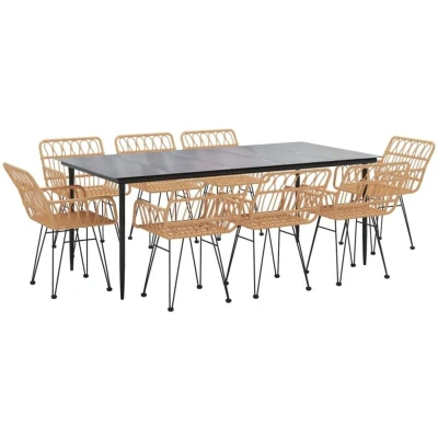 Image of Vidaxl 9 Piece Garden Dining Set Poly Rattan