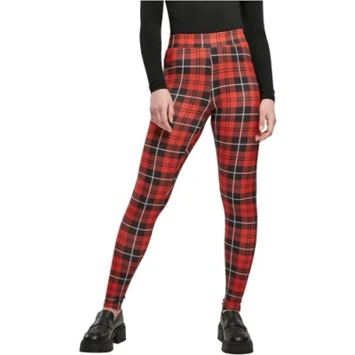 Image of Urban Classics SOFT AOP Leggings Trousers, Women&#039;s, Size: XL, Redcheck