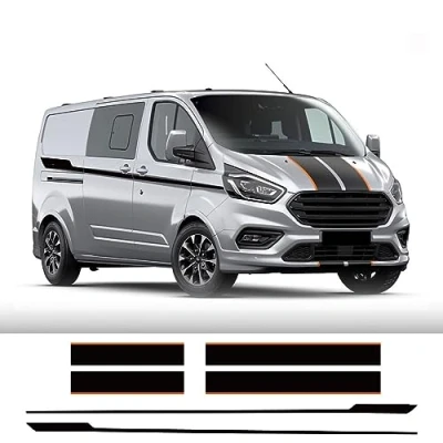Image of 6Pcs/Lot Car Hood Side Rear Door Stickers, for F=ord Transit Tourneo Custom Camper Van Sport Vinyl Decals Tuning Auto Accessories