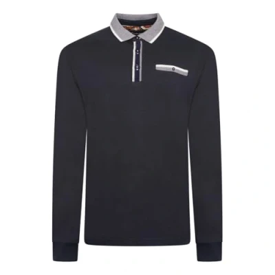 Image of KAM Jersey Polo Shirt Long Sleeve Pocket Cotton Casual Top Mens Plus Size 5509 (UK, Alpha, 3XL, Plus, Regular, Navy)