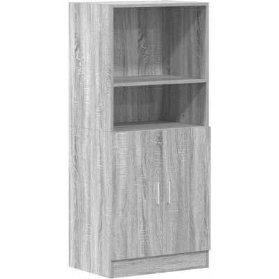 Image of vidaXL Kitchen Cabinet 57x41.5x131.5 cm Engineered Wood Grey Sonoma Storage Cupboard with Shelves &amp; Bottom for Home/Hotel/Office