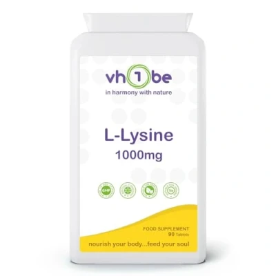 Image of L Lysine Supplement (1000mg) 90 Tablets UK Manufactured to GMP Standards