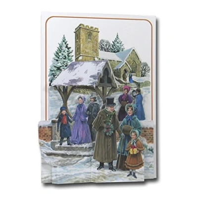 Image of Christmas Morning Pictoria Press 3D Pop Up Greeting Card Church