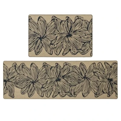 Image of JVL Elegance Machine Washable Entrance Doormat and Runner Set Flower