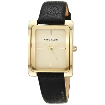 Image of Anne Klein Women&#039;s Leather Strap Watch, AK/2706CHBK