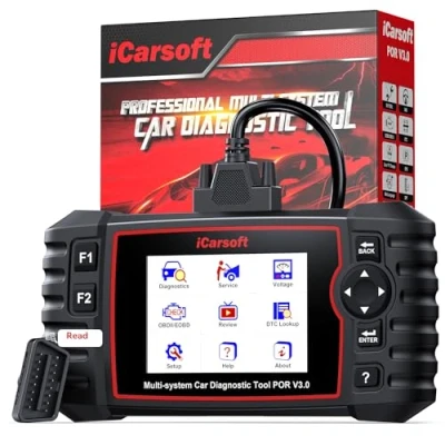 Image of iCarsoft POR V3.0 Scanner for Porsche, 27 Reset Servics OBD2 Code Reader, ABS Bleeding, SAS/Oil/BMS Reset, 4 in 1 Graph Data, Actuation Test, Lifelong Update