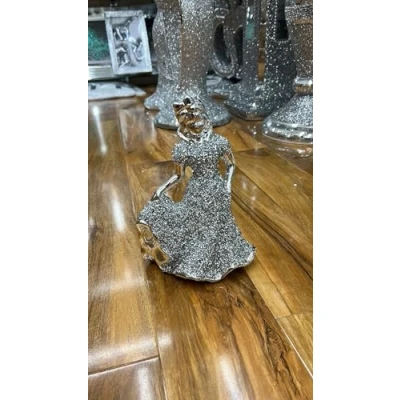 Image of Biznest Stunning Crushed Diamond Crystal Gypsy Bride Silver Sparkle Shelve Ornament Bling