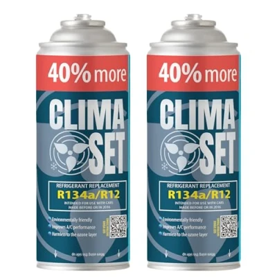 Image of ClimaSet Replacement for R134a gas car air conditioning climate recharge kit refrigerant 2 x 235 g. cans refill ECO