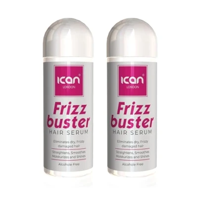 Image of Ican London Frizz Buster Hair Serum for Dry, Frizzy, Damaged Hair, Alcohol Free, 2 X 207ml