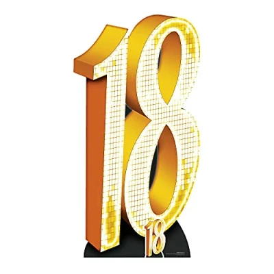 Image of STAR CUTOUTS SC1692 Number 18 Large Cardboard Cutout Ultimate Gold Big Eighteenth Birthday Party, 18, X
