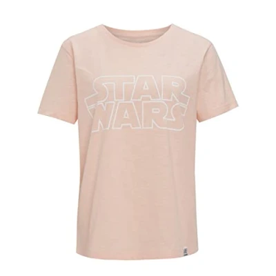 Image of Recovered Star Wars Movie T Shirt Classic Logo Pale Pink, Size: L Officially Licensed Vintage Style, Printed, Mens/Unisex