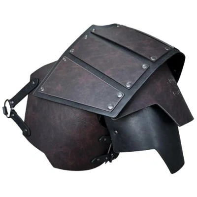 Image of HiiFeuer Viking Faux Leather Single Pauldron Shoulder Armor, Retro Medieval Knight Armor for LARP/Cosplay (Dark Brown)
