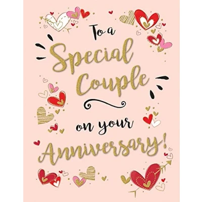 Image of Piccadilly Greetings Group Ltd Special Couple On Your Wedding Anniversary Card Hearts 7.25 x 5.5 Inches,Beige