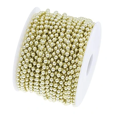 Image of ANCLLO 20m/roll Beads String Garland Beaded Trim Delicate Decorative Pearls for Wedding Party Festival Supplies Gold