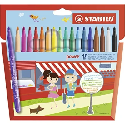 Image of Felt Tip Pen STABILO power Wallet of 18 Assorted Colours
